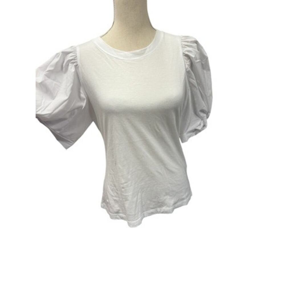 NWT!! "DKNY" White Dress Shirt Puff Sleeves Cottage Core Size S Angelcore Purity